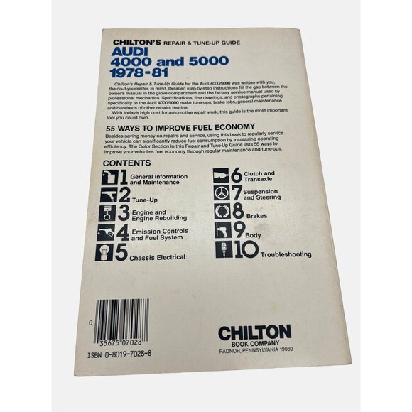 1981 Chiltons Audi 4000 & 5000 Models Repair & Tune-Up Guide 1978-81 - Picture 2 of 8